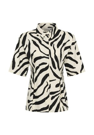Gestuz, GZZEONA P SHORT SLEEVE - Blusa - graphic black white animal