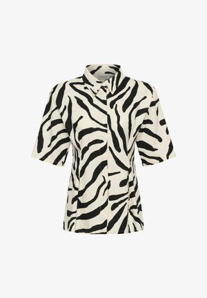 Gestuz, GZZEONA P SHORT SLEEVE - Blusa - graphic black white animal