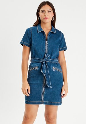 MIT REISSVERSCHLUSS - Vestito di jeans - denim stone