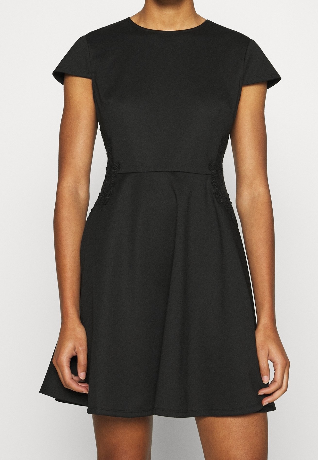 midi plus size formal dresses Unique Vintage Plus Size Black Sweetheart Midge Swing Dress 5X/32W-34W