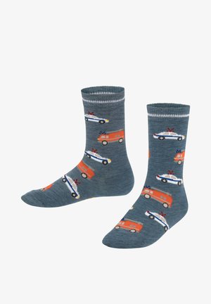 Police and Fire Cars with pattern - Socken - light denim