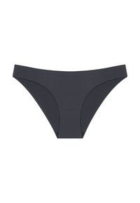 Donkergrijze bikini slip met een zachte textuur, middelhoge taille en afgeronde beenopeningen. Minimalistisch ontwerp zonder zichtbare hardware.