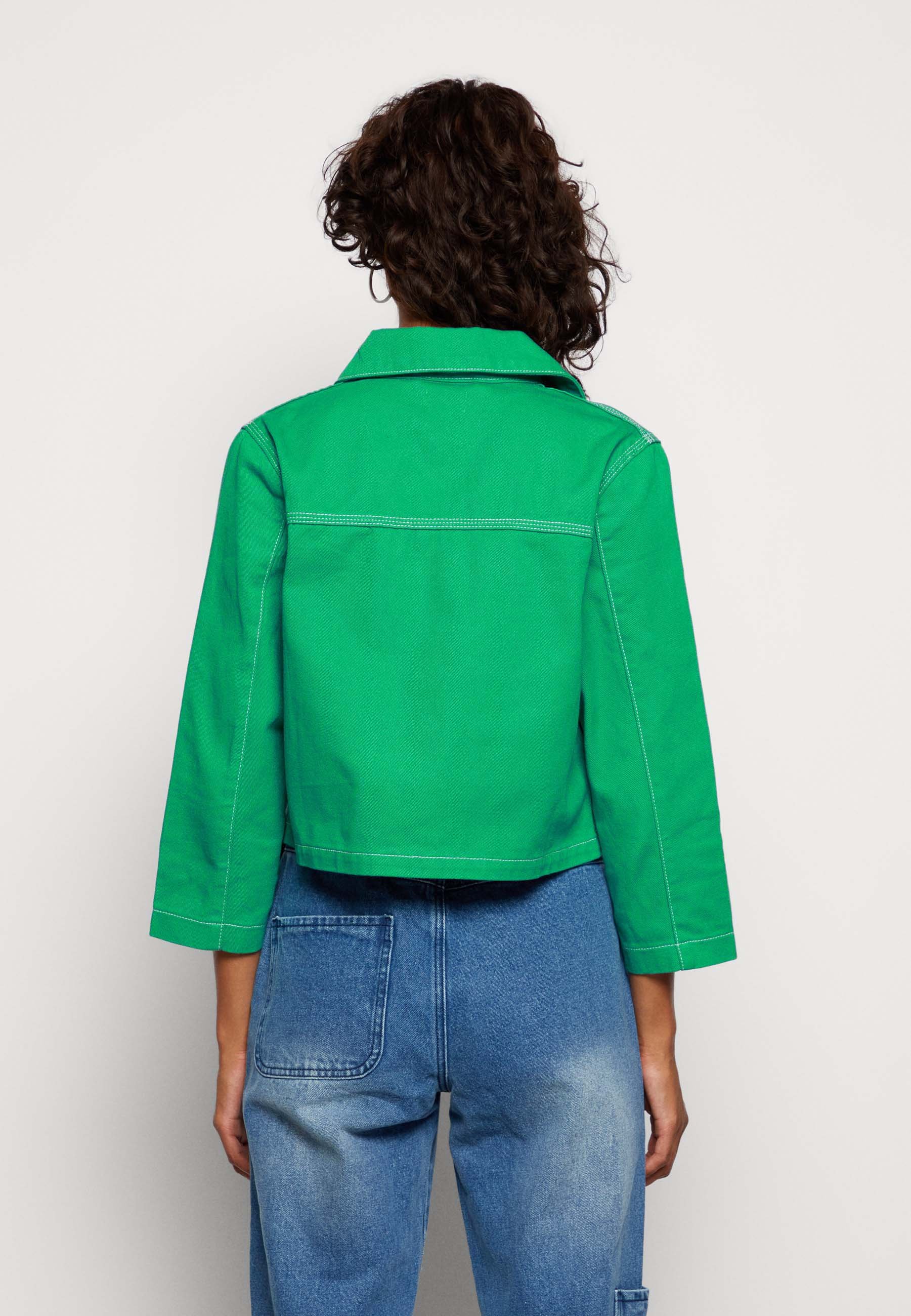 Kangol Contrast Jacket Denim Jacket, Women's, Size: XS, Green