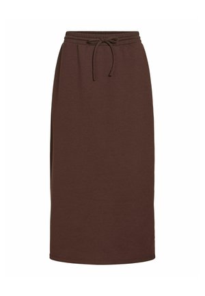 VILA, MIDI SKIRT VICATORA HIGH WAIST - Jupe trapèze - coffee bean