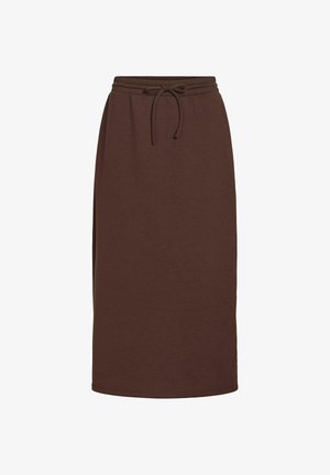 VILA, MIDI SKIRT VICATORA HIGH WAIST - Jupe trapèze - coffee bean