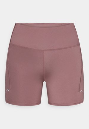 Kõrge vöökohaga sportlikud lühikesed püksid, mis on valmistatud siledast ja elastset kangast tuhkruroosat värvi. Omavad lamedaid õmblusi ja väikesi küljeklappe, mis soodustavad mugavat liikumist.