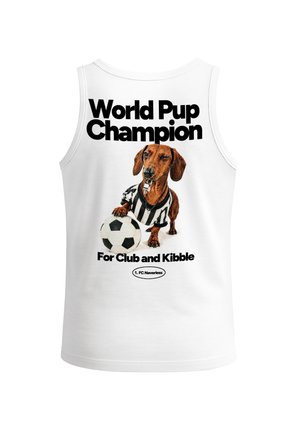 Neverless, TANKTOP HERREN MIT GRAFIK-PRINT - FUSSBALL DESIGN SOCCER DACKEL - Top - slimfit weiß