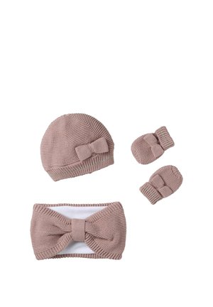 Vertbaudet, VERTBAUDET BABY GESCHENKSET AUS MÜTZE, RUNDSCHAL UND FÄUSTLINGE - Mütze - pudrig rosa