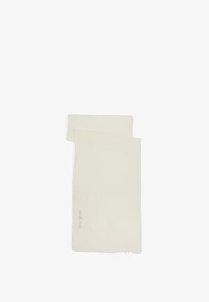 Baumwoll-Geschirrtuch, hellbeige Farbe, weiche Textur, rechteckige Form, mit dem Schriftzug "nice things" in Grün an einem Rand.