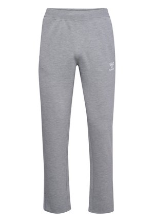 Lysegrå sweatpants med lige ben, elastisk taljebånd og lille hvidt logo på det øverste venstre lår.