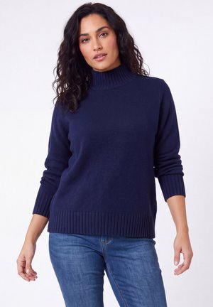 Jean Marc Philippe, PULL MAILLE UNIE COL MONTANT - Jumper - bleu   marine