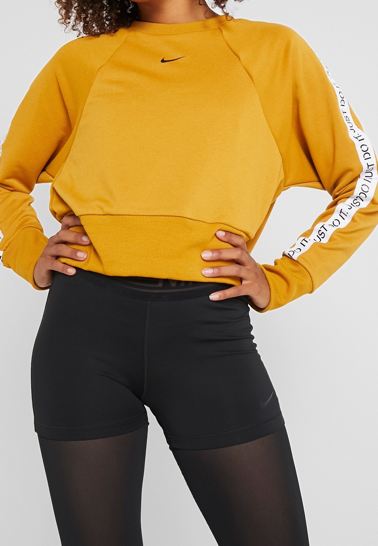 nike yellow crop sweatshirt