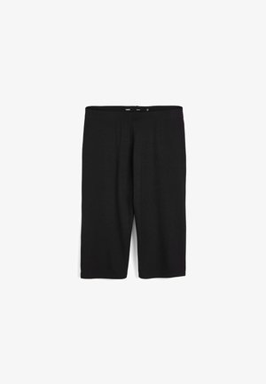 Mustad mustad pehmed, venivad lühikesed püksid. Omavad elastset vöökoht ja sirget lõiget, sobivad igapäevaseks kandmiseks. Ei sisalda nähtavaid logosid ega mustreid.