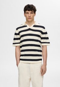 Selected Homme - SLHNIK RELAXED OPEN - Poloskjorter - egret/sky captain Miniatyrbilde 1