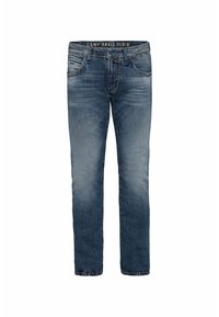 Vaqueros de denim en un color azul desvaído, con un corte recto, cinco bolsillos y costuras en contraste. La cinturilla está marcada con la marca "Camp David Denim".