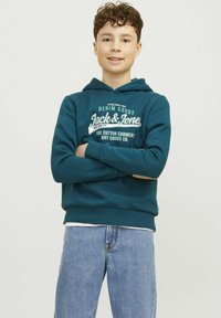 Jack & Jones Junior LOGO MINI - Džemperis ar kapuci - deep teal