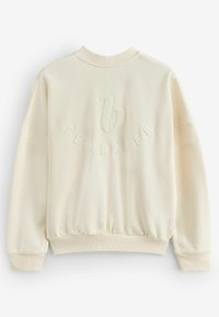 Crème sweatshirt met lange mouwen, geribde manchetten en onderrand, met verhoogde "b by Ted Baker" borduring op het midden van de achterkant.