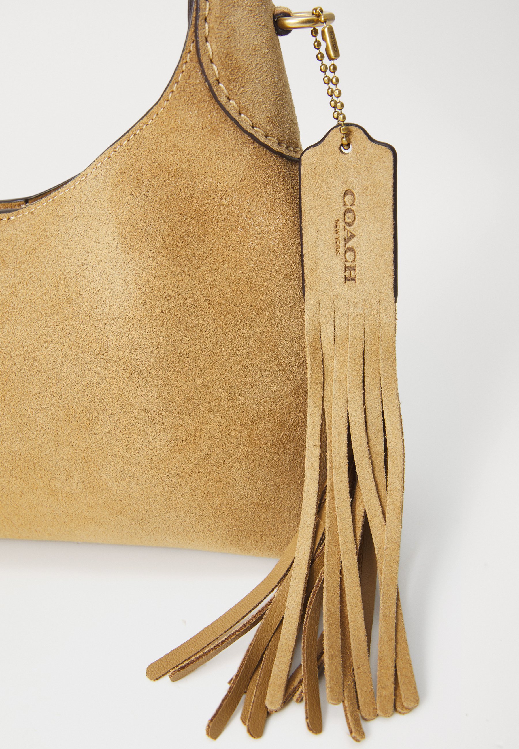COACH BROOKLYN SHOULDER BAG 23 WITH FRINGE - Handbag - sand