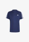 TRAIN ESSENTIALS BASE 3-STRIPES - Sport T-shirt - dark blue   white