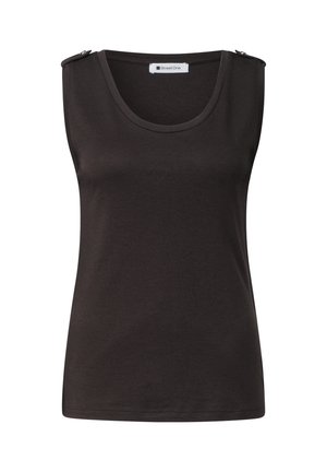 Street One, TOP MIT V-NECK UND KNOPFDETAIL - Top - black coffee
