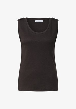 Street One, TOP MIT V-NECK UND KNOPFDETAIL - Top - black coffee