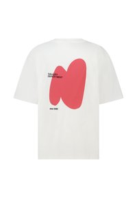 T-shirt blanc à manches courtes avec un grand design abstrait rose au dos, comportant le texte "GALLERY DEPARTMENT" et "NEW YORK!" en noir.