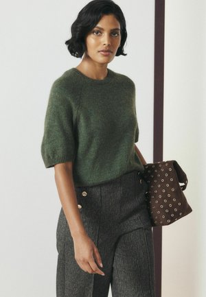 Next, KNITTED SHORT SLEEVE T-SHIRT JUMPER - T-shirts basic - khaki green