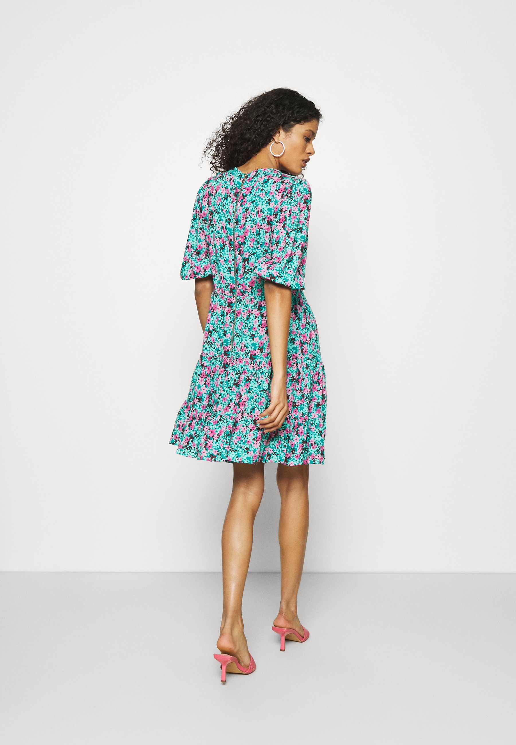 closet gold gathered neck dress