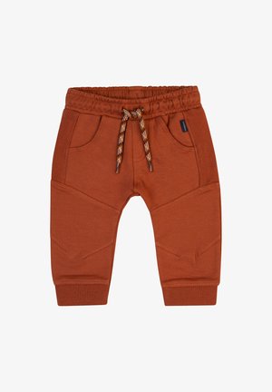 Orange Sweatpants aus weichem Stoff, mit einem elastischen Bund und einem gemusterten Kordelzug, zwei Fronttaschen und gerippten Bündchen.