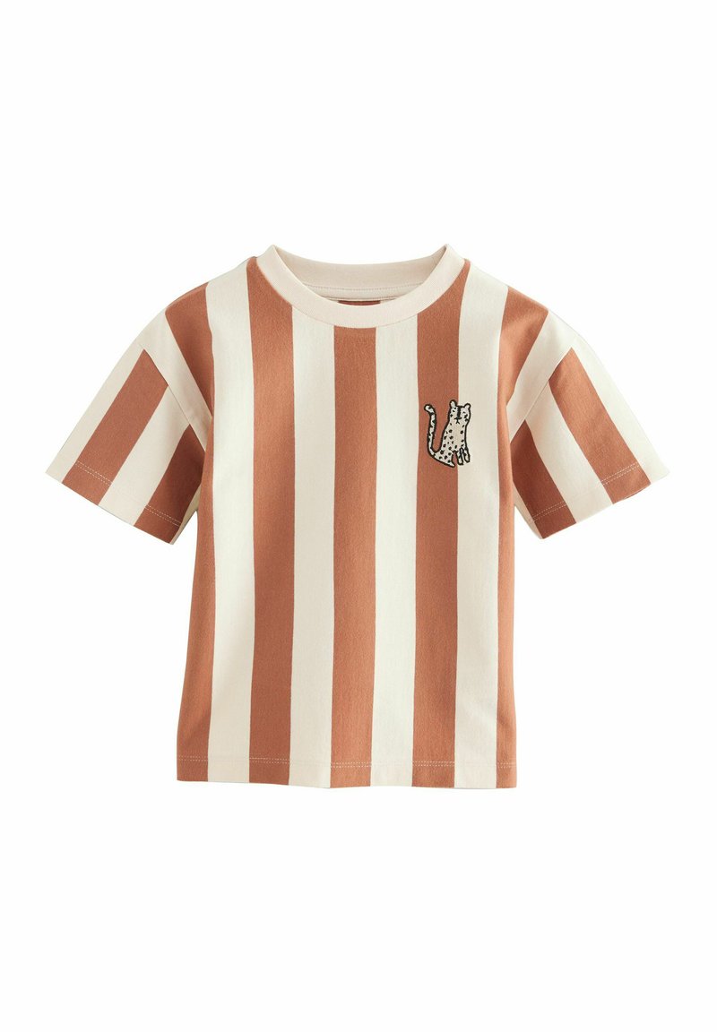 Next REGULAR FIT - SHORT SLEEVE STRIPE - Trükipildiga T-särk - brown neutral