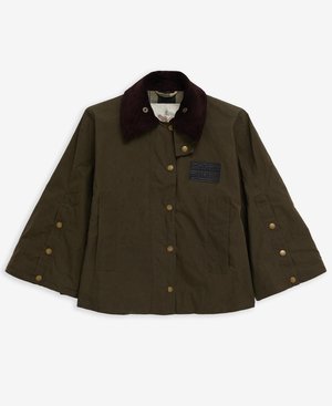 Barbour BARBOUR X ERDEM REVERSIBLE CLOVER SHOWERPROOF CAPE - Poncho - khaki brown/ancient tartan green rose