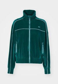 Lacoste Sweater met rits - fluorine foncé/white