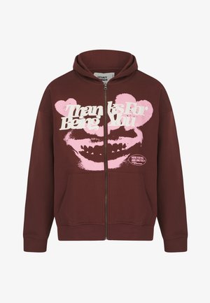 THANKS FOR BEING YOU UNISEX - Cipzáras pulóver - chocolate brown