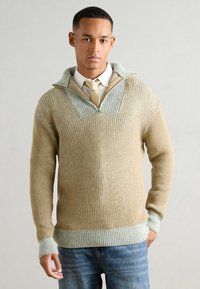 Scotch & Soda ZIP TROYER SWEATER - Pulover - mocha