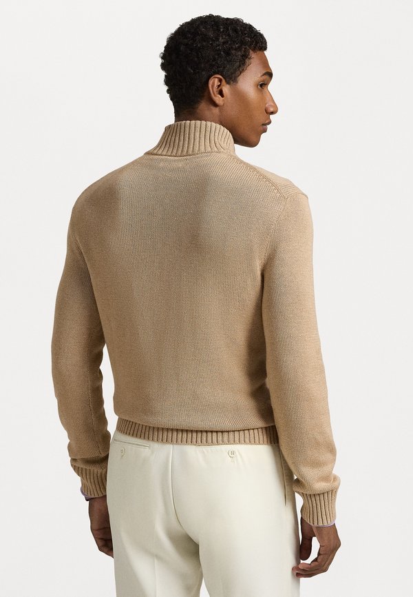 COTTON QUARTER ZIP SWEATER - Jumper - camel4