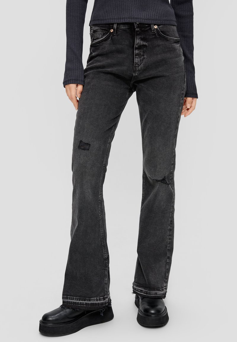 QS Flared Jeans - dunkelgrau