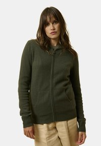 Just Cashmere FULL ZIP WITH HOOD - Cardigan - kaki