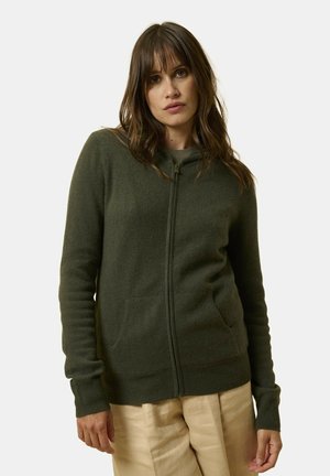 Just Cashmere FULL ZIP WITH HOOD - Vest - kaki