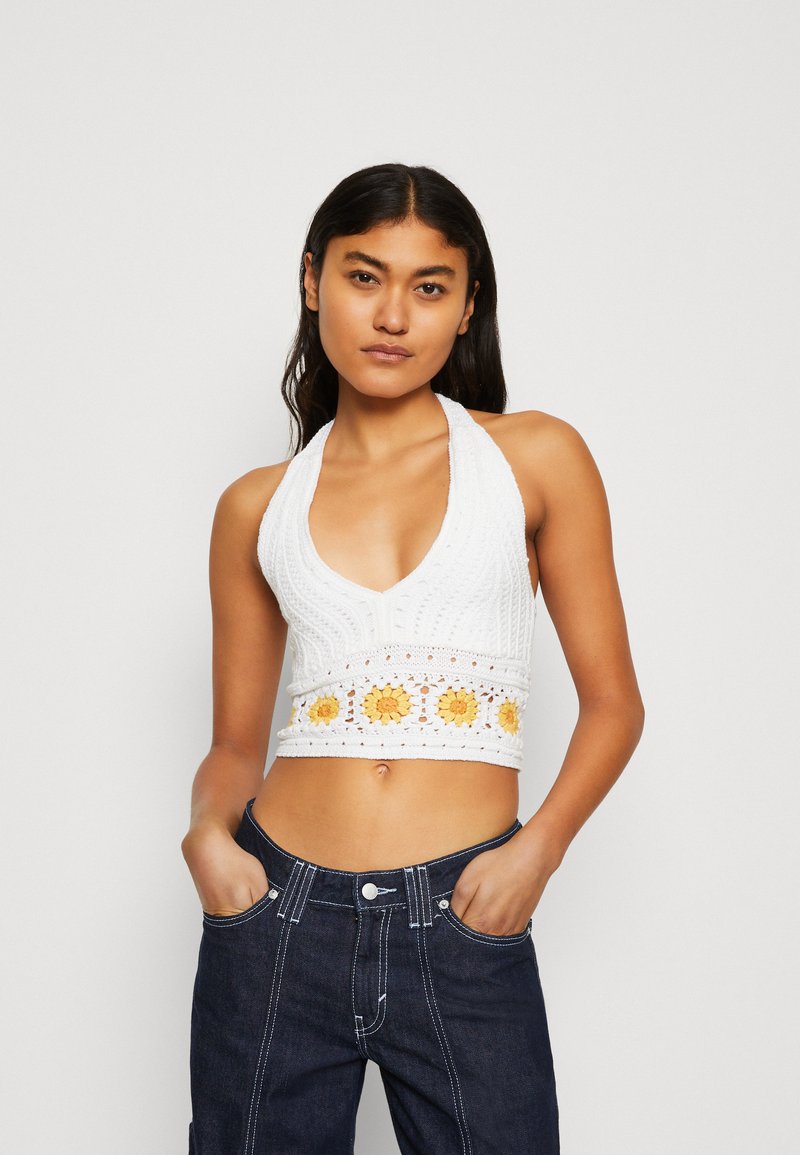 Hollister Co. ECLECTIC BARE HALTER Top white floral/white Zalando