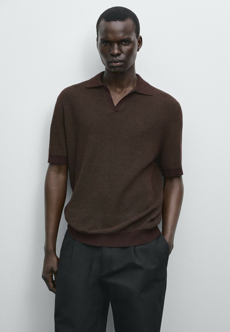 Massimo Dutti - Polo shirt - dark brown, Enlarge
