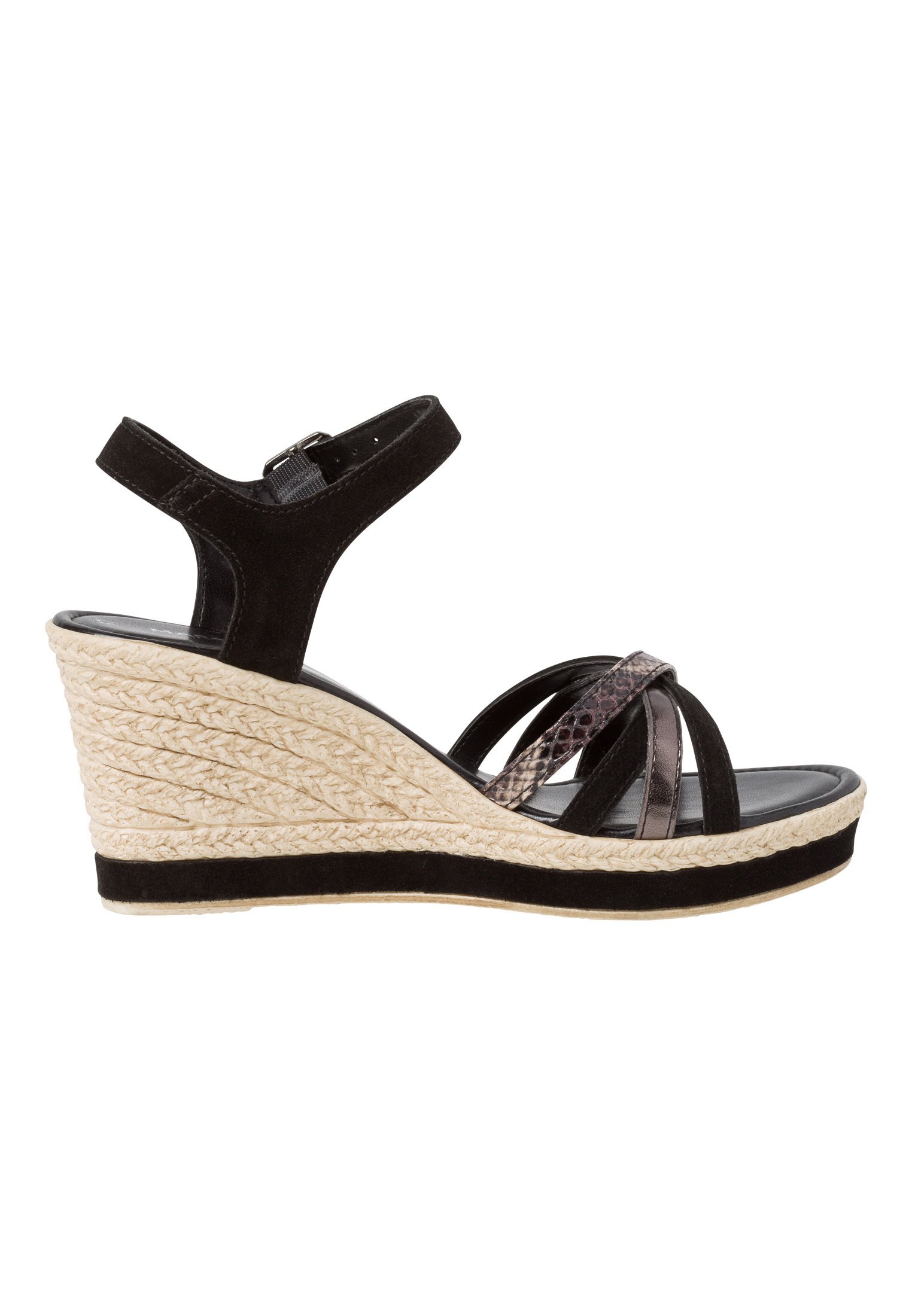 Marco Tozzi Sandalen met sleehak - black comb/Zwart - Zalando.nl