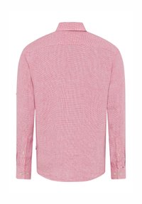 Camicia a maniche lunghe a quadri rossi e bianchi, con colletto, polsini con bottoni e orlo dritto. Tessuto in misto cotone, con un aspetto texturizzato.