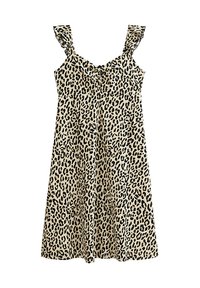 New Look Curves CURVES LEOPARD PRINT CRINKLE TEXTURE MIDI - Day dress - brown pattern