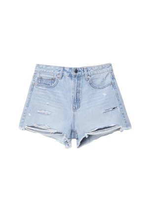 Stradivarius MIT RISSEN  - Jeans Shorts - Blue