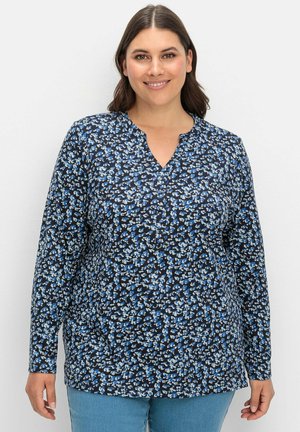Sheego, Long sleeved top - tiefblau gemustert