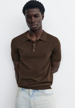 PULL&BEAR, SHORT SLEEVE - Poloshirt - dark brown