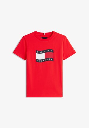 Tommy Hilfiger, WAVY FLAG JERSEY CREW NECK T-SHIRT - Printtipaita - rapid red