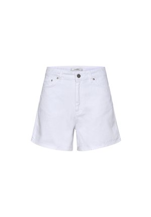 Witte denim shorts met een rechte snit, knoop- en ritssluiting, twee voorzakken en subtiele stikdetails.