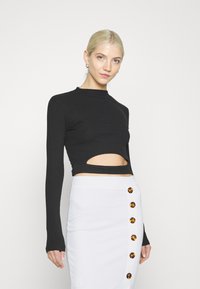 WAL G. TORTOISE BUTTON SKIRT - Saia lápis - white