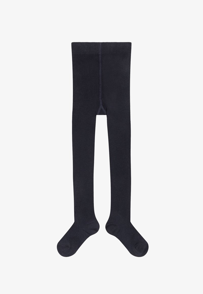 Collant blu navy realizzati in un materiale morbido ed elasticizzato, caratterizzati da un design senza cuciture, gambe lunghe e punta chiusa con una vita a coste.